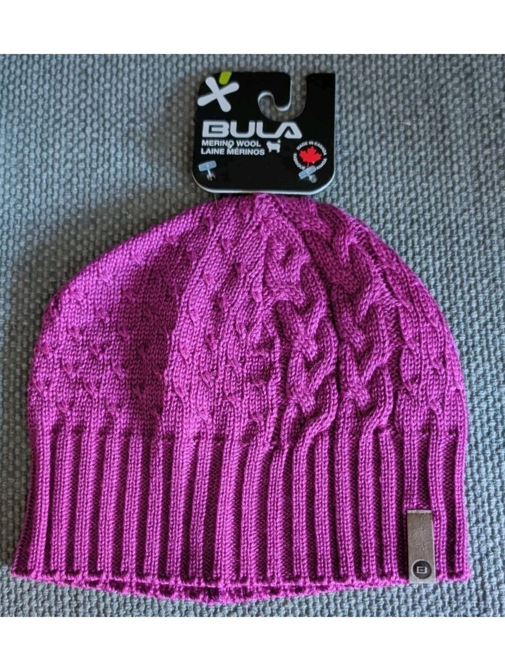BULA Women's Logo Merino Wool Blend Thermal Beanie Hat One Size With Tag